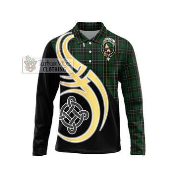 MacAlpine Tartan Long Sleeve Polo Shirt with Family Crest and Celtic Symbol Style Unisex - Tartan Vibes Clothing