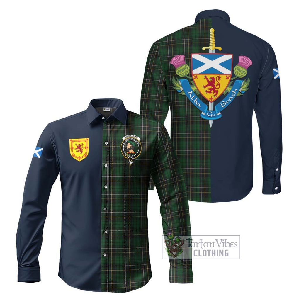 MacAlpine Tartan Long Sleeve Button Shirt Alba with Scottish Lion Royal Arm Half Style Men's Shirt S - Tartan Vibes Clothing