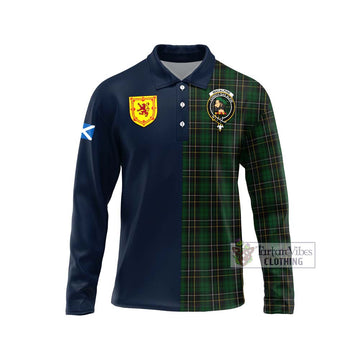MacAlpine Tartan Long Sleeve Polo Shirt Alba with Scottish Lion Royal Arm Half Style Unisex - Tartan Vibes Clothing