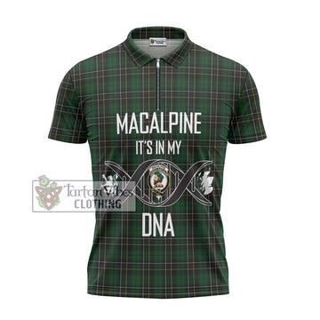 MacAlpine Tartan Zipper Polo Shirt with Family Crest DNA In Me Style - Tartan Vibes Clothing