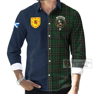 MacAlpine Tartan Long Sleeve Button Shirt Alba with Scottish Lion Royal Arm Half Style