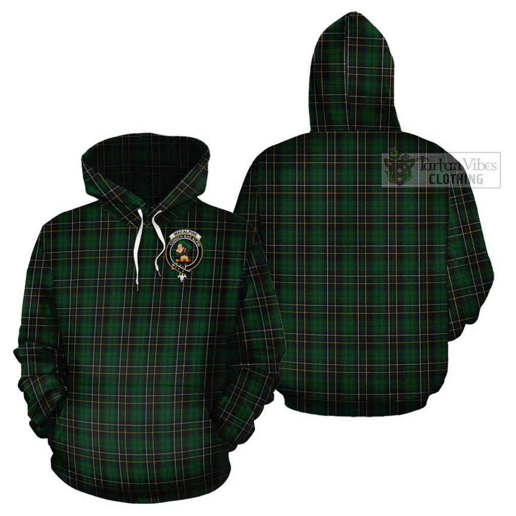 MacAlpine Tartan Cotton Hoodie with Family Crest - Tartan Vibes Clothing