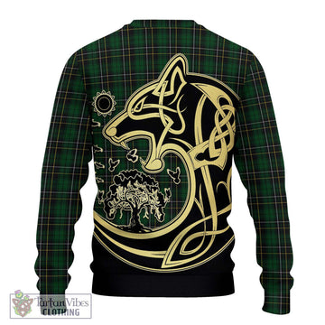 MacAlpine Tartan Ugly Sweater with Family Crest Celtic Wolf Style - Tartan Vibes Clothing