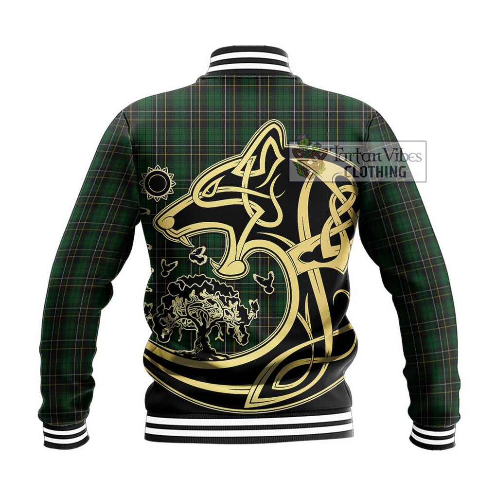MacAlpine Tartan Baseball Jacket with Family Crest Celtic Wolf Style - Tartan Vibes Clothing
