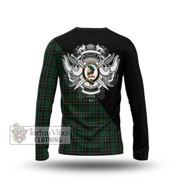 MacAlpine Tartan Long Sleeve T-Shirt with Family Crest and Military Logo Style - Tartan Vibes Clothing
