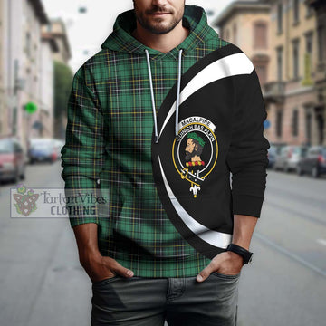 MacAlpine Ancient Tartan Hoodie with Family Crest Circle Style