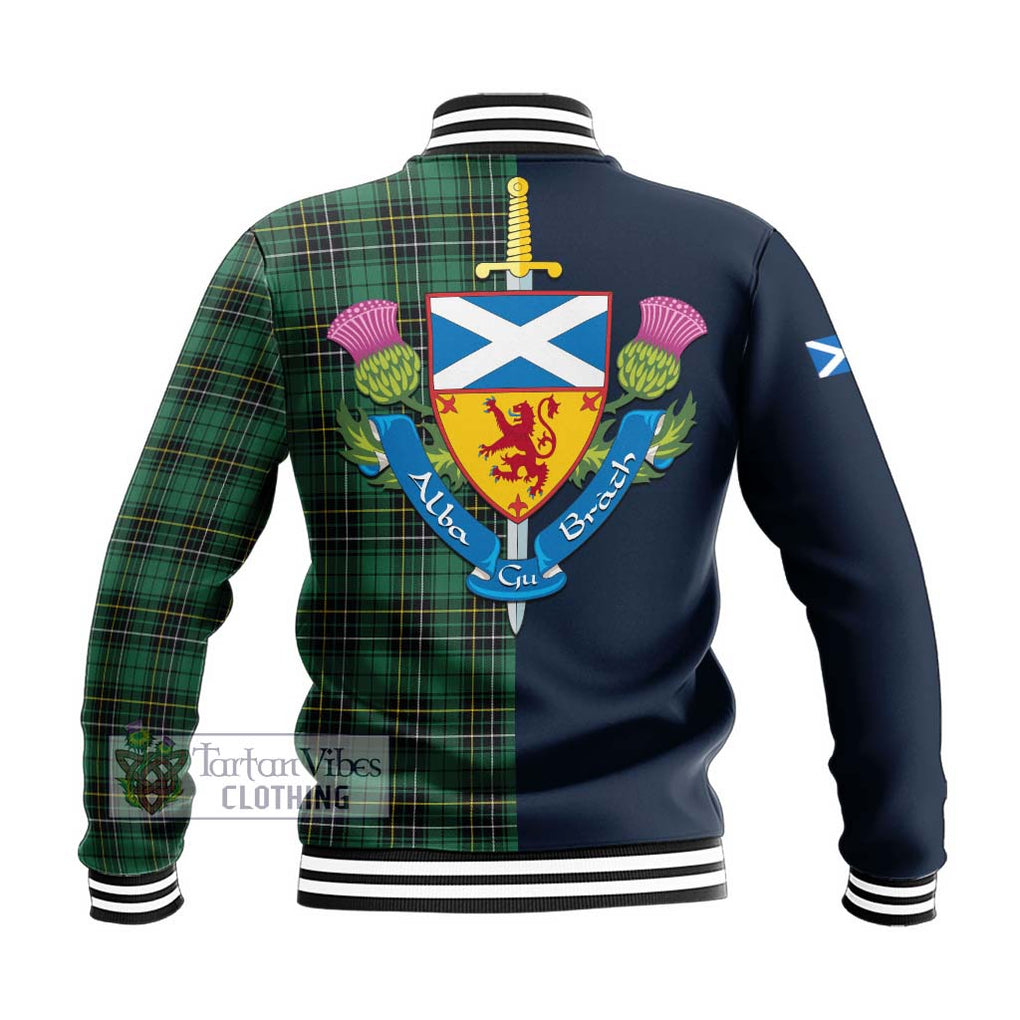 MacAlpine Ancient Tartan Baseball Jacket Alba with Scottish Lion Royal Arm Half Style - Tartan Vibes Clothing
