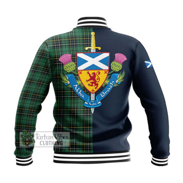MacAlpine Ancient Tartan Baseball Jacket Alba with Scottish Lion Royal Arm Half Style - Tartan Vibes Clothing