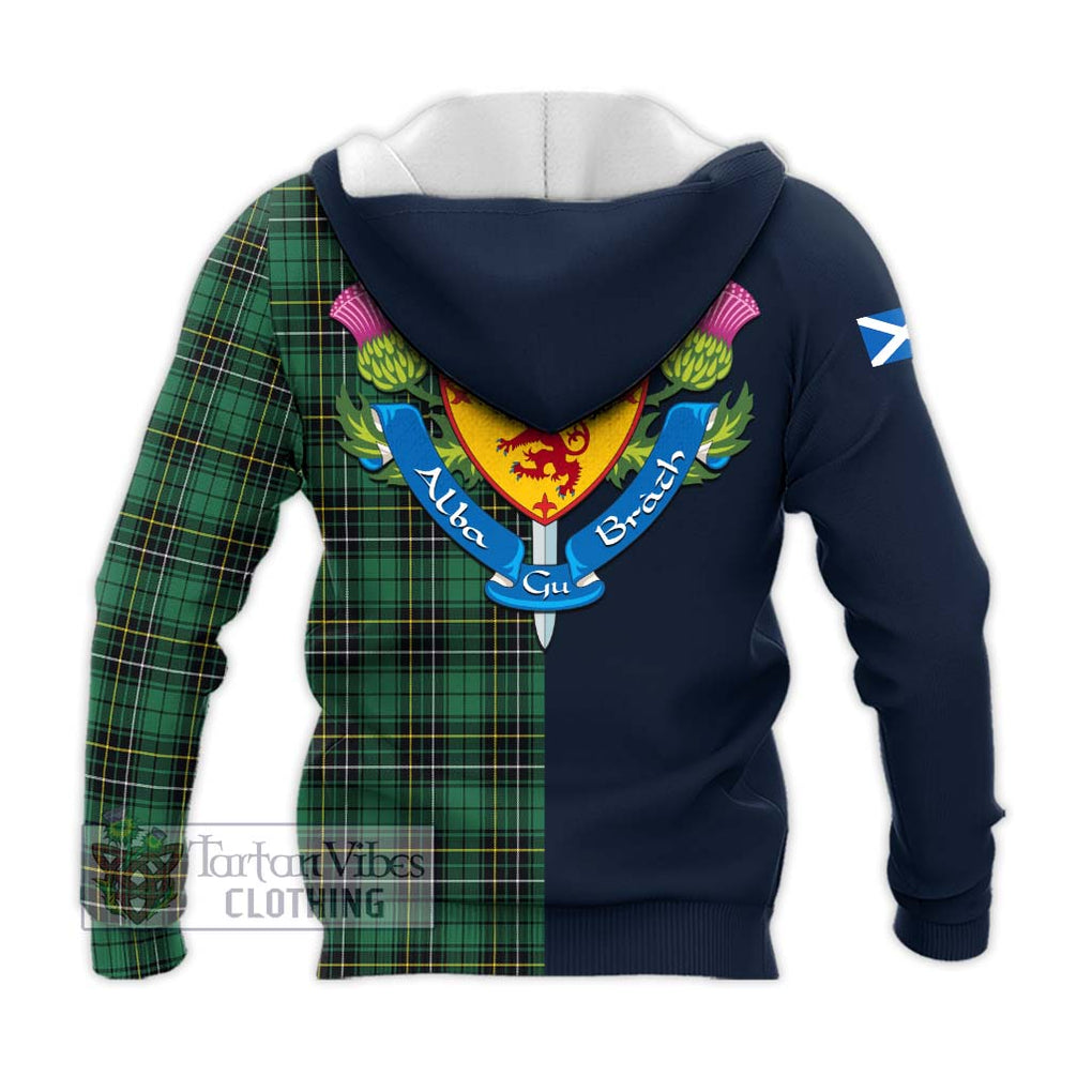 Tartan Vibes Clothing MacAlpine Ancient Tartan Knitted Hoodie with Scottish Lion Royal Arm Half Style