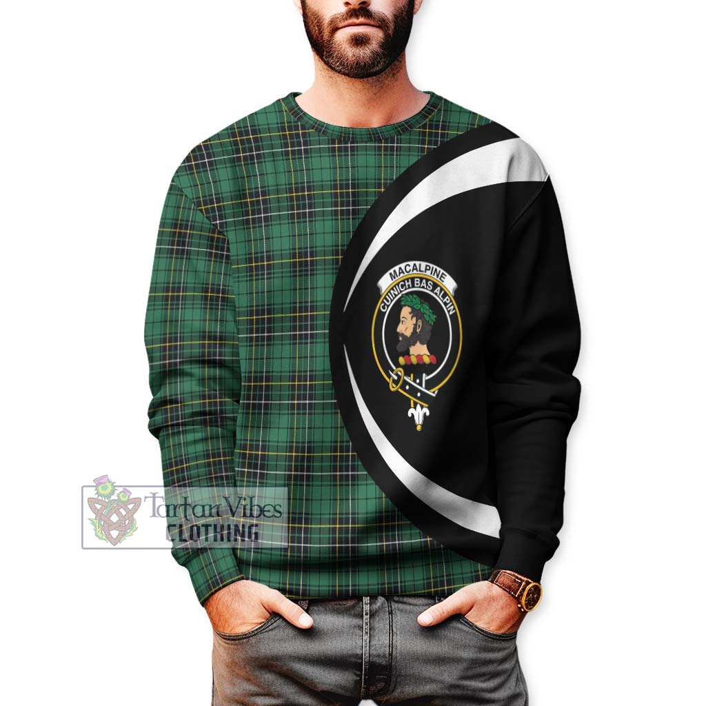 MacAlpine Ancient Tartan Sweatshirt with Family Crest Circle Style - Tartan Vibes Clothing