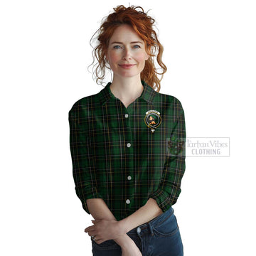 MacAlpine (MacAlpin) Tartan Women's Casual Shirt with Family Crest Celtic Skull Style