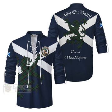 MacAlpine (MacAlpin) Tartan Lion Rampant Ghillie Kilt Shirt Proudly Display Your Heritage with Alba Gu Brath and Clan Name Men - Tartan Vibes Clothing