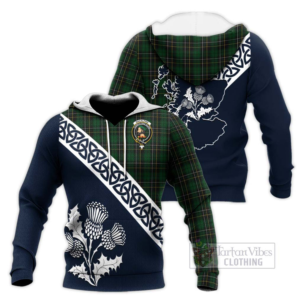 MacAlpine (MacAlpin) Tartan Knitted Hoodie Featuring Thistle and Scotland Map Unisex Knitted Pullover Hoodie - Tartan Vibes Clothing