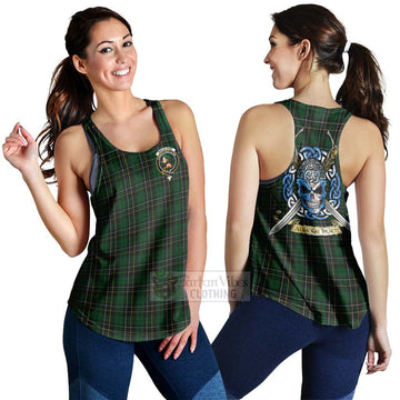 MacAlpine (MacAlpin) Tartan Women's Racerback Tanks with Family Crest Celtic Skull Style 4XL - Tartan Vibes Clothing