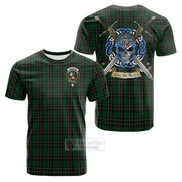 MacAlpine (MacAlpin) Tartan Cotton T-shirt with Family Crest Celtic Skull Style Kid's Shirt - Tartan Vibes Clothing