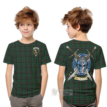 MacAlpine (MacAlpin) Tartan Kid T-Shirt with Family Crest Celtic Skull Style Youth XL Size14 - Tartan Vibes Clothing