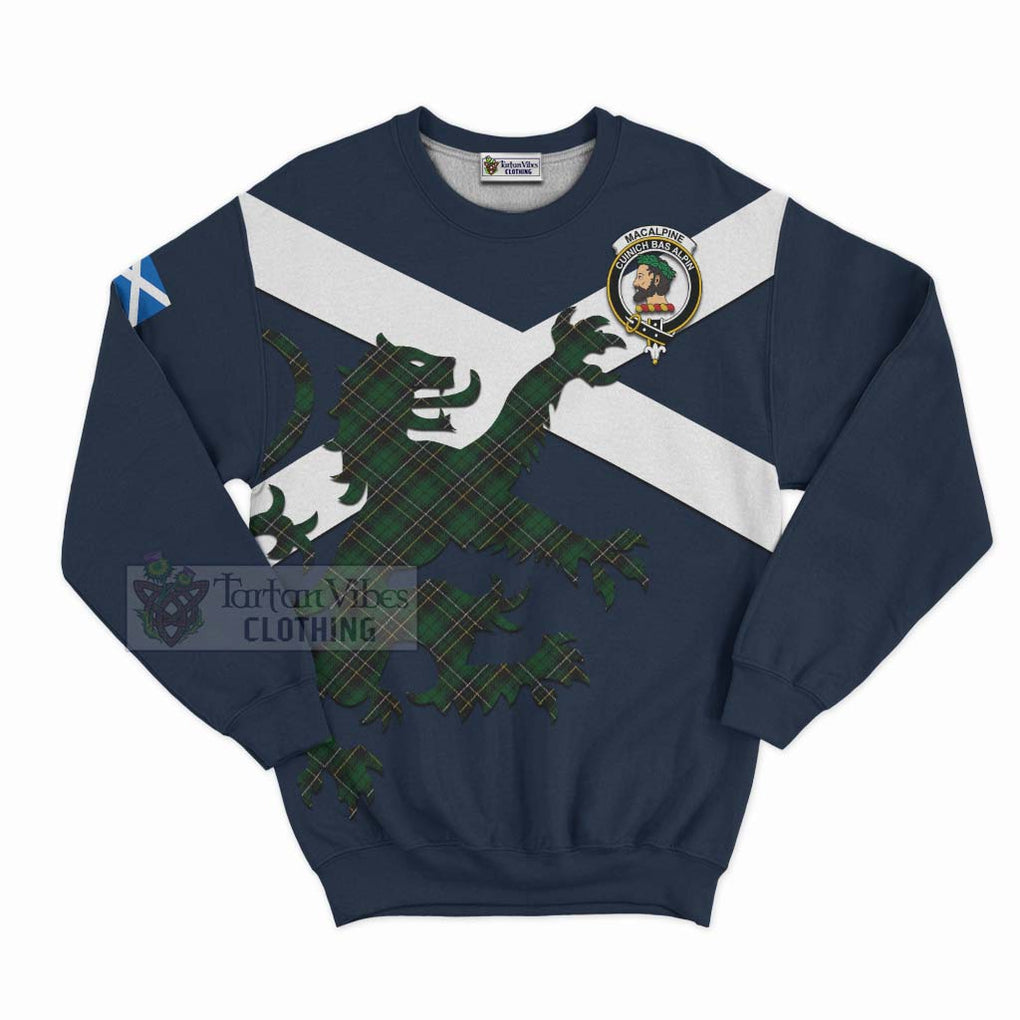 Tartan Vibes Clothing MacAlpine (MacAlpin) Tartan Lion Rampant Sweatshirt – Proudly Display Your Heritage with Alba Gu Brath and Clan Name