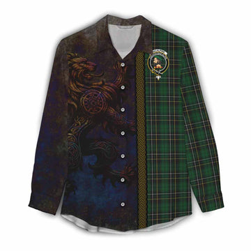 MacAlpine (MacAlpin) Tartan Family Crest Women's Casual Shirt Alba Gu Brath Be Brave Lion Ancient Style Female - Tartan Vibes Clothing