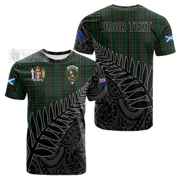 MacAlpine (MacAlpin) Crest Tartan Cotton T-shirt with New Zealand Silver Fern Half Style Kid's Shirt - Tartan Vibes Clothing