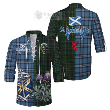 MacAlpine (MacAlpin) Tartan Ghillie Kilt Shirt Happy St. Andrew's Day Half Tartan Style Men - Tartan Vibes Clothing