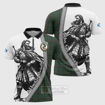 MacAlpine (MacAlpin) Tartan Clan Crest Zipper Polo Shirt with Highlander Warrior Celtic Style Unisex - Tartan Vibes Clothing