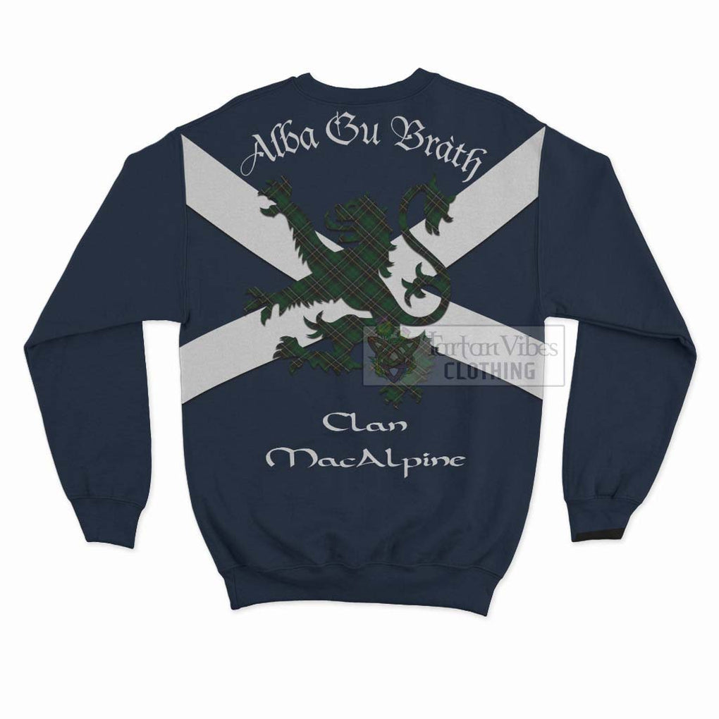 Tartan Vibes Clothing MacAlpine (MacAlpin) Tartan Lion Rampant Sweatshirt – Proudly Display Your Heritage with Alba Gu Brath and Clan Name