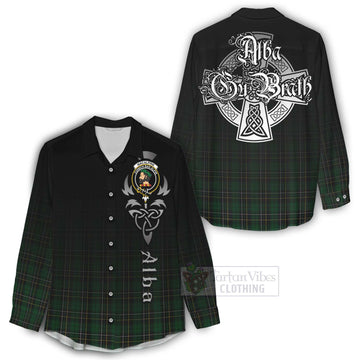 MacAlpine (MacAlpin) Tartan Women's Casual Shirt Featuring Alba Gu Brath Family Crest Celtic Inspired