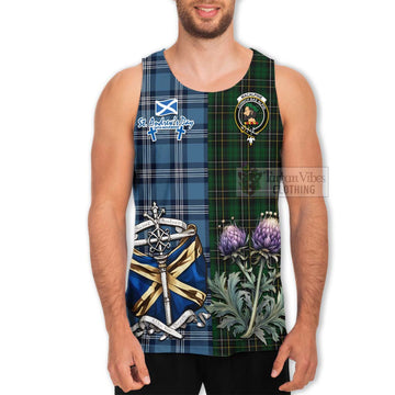 MacAlpine (MacAlpin) Tartan Men's Tank Top Happy St. Andrew's Day Half Tartan Style - Tartan Vibes Clothing