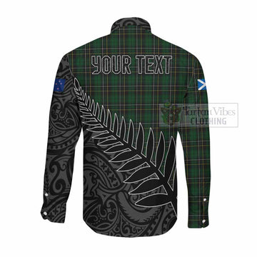 MacAlpine (MacAlpin) Crest Tartan Long Sleeve Button Shirt with New Zealand Silver Fern Half Style