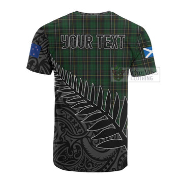 MacAlpine (MacAlpin) Crest Tartan Cotton T-shirt with New Zealand Silver Fern Half Style - Tartan Vibes Clothing