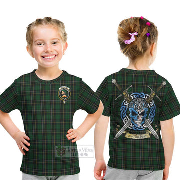 MacAlpine (MacAlpin) Tartan Kid T-Shirt with Family Crest Celtic Skull Style - Tartan Vibes Clothing
