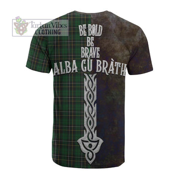 MacAlpine (MacAlpin) Tartan Family Crest Cotton T-shirt Alba Gu Brath Be Brave Lion Ancient Style - Tartan Vibes Clothing