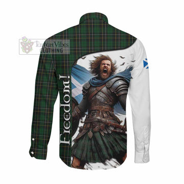 MacAlpine (MacAlpin) Crest Tartan Long Sleeve Button Shirt Inspired by the Freedom of Scottish Warrior