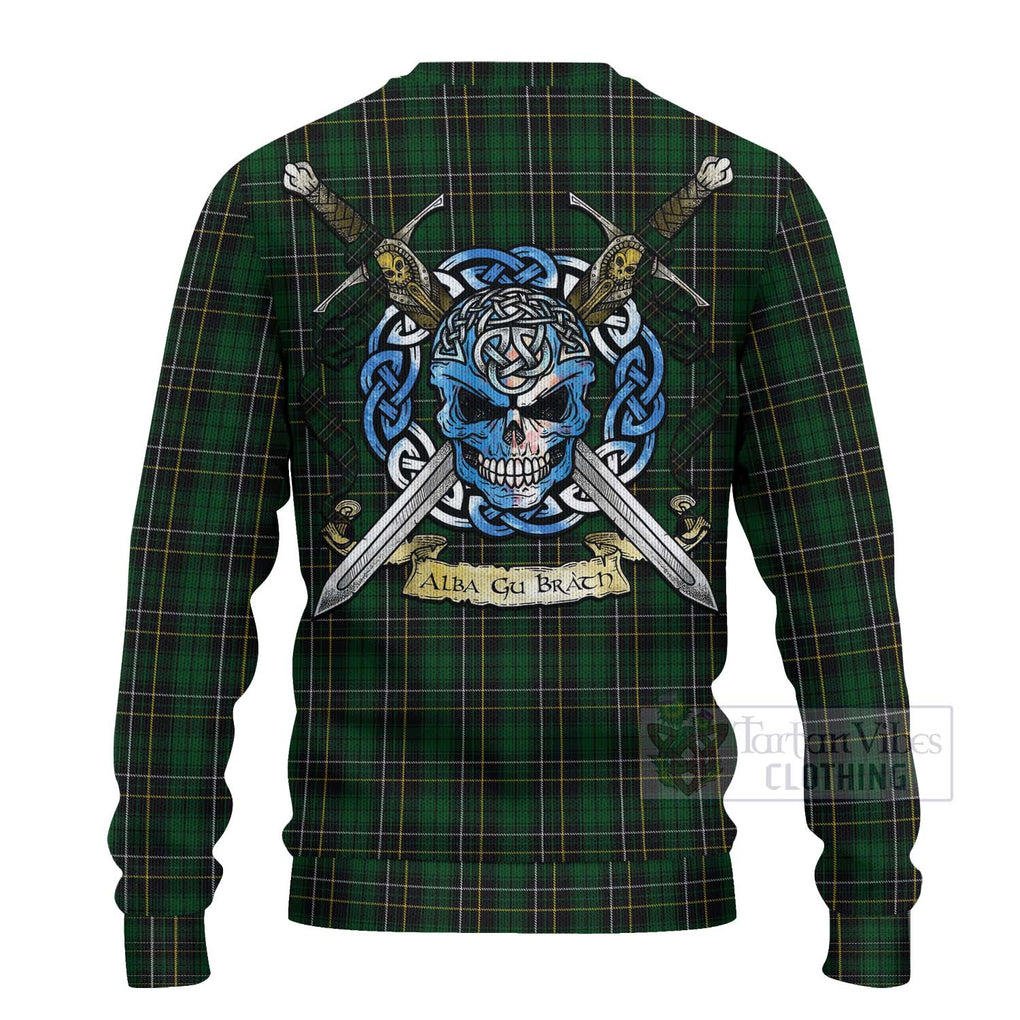MacAlpine (MacAlpin) Tartan Ugly Sweater with Family Crest Celtic Skull Style - Tartan Vibes Clothing