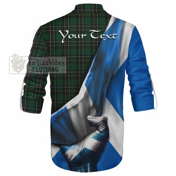 MacAlpine (MacAlpin) Tartan Ghillie Kilt Shirt with Family Crest Scotland Patriotic Style - Tartan Vibes Clothing