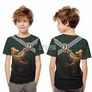 MacAlpine (MacAlpin) Crest Tartan Kid T-Shirt with Golden Lion Emblem Celtic Style - Tartan Vibes Clothing