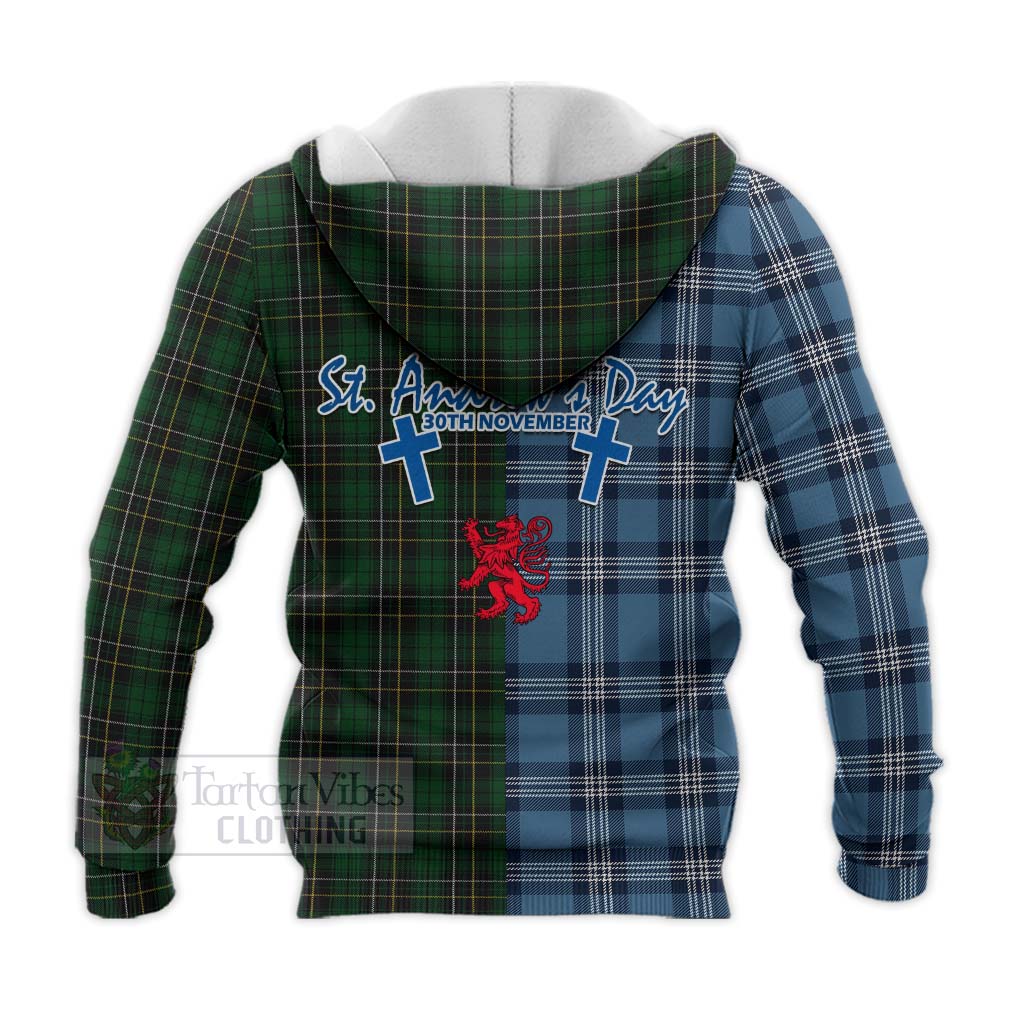 Tartan Vibes Clothing MacAlpine (MacAlpin) Tartan Knitted Hoodie Happy St. Andrew's Day Half Tartan Style