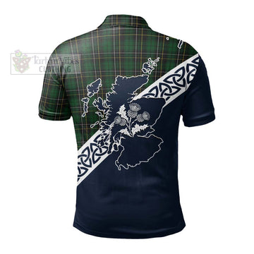 MacAlpine (MacAlpin) Tartan Polo Shirt Featuring Thistle and Scotland Map - Tartanvibesclothing Store