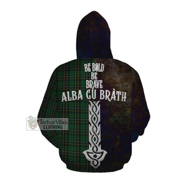 MacAlpine (MacAlpin) Tartan Family Crest Cotton Hoodie Alba Gu Brath Be Brave Lion Ancient Style Pullover Hoodie - Tartan Vibes Clothing