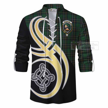 MacAlpine (MacAlpin) Tartan Ghillie Kilt Shirt with Family Crest and Celtic Symbol Style - Tartan Vibes Clothing