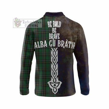 MacAlpine (MacAlpin) Tartan Family Crest Long Sleeve Polo Shirt Alba Gu Brath Be Brave Lion Ancient Style - Tartan Vibes Clothing