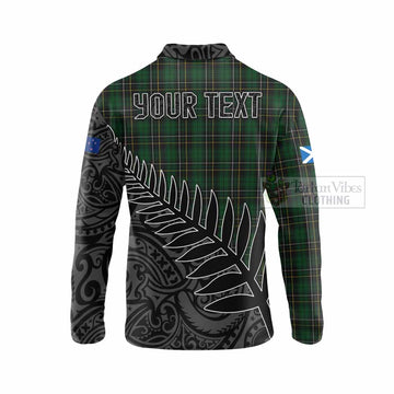 MacAlpine (MacAlpin) Crest Tartan Long Sleeve Polo Shirt with New Zealand Silver Fern Half Style - Tartan Vibes Clothing