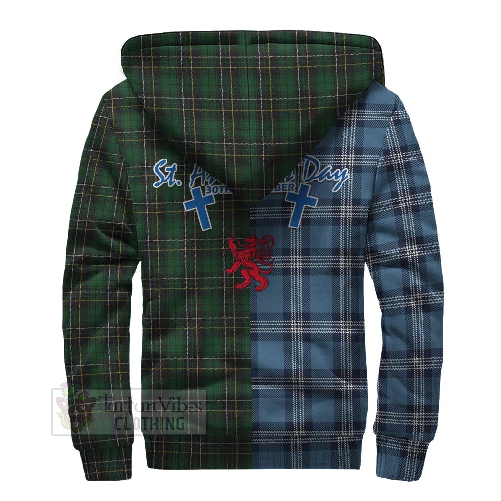 Tartan Vibes Clothing MacAlpine (MacAlpin) Tartan Sherpa Hoodie Happy St. Andrew's Day Half Tartan Style