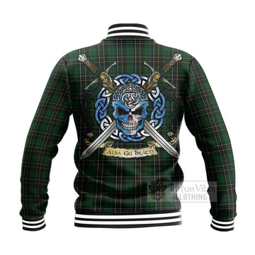 MacAlpine (MacAlpin) Tartan Baseball Jacket with Family Crest Celtic Skull Style - Tartan Vibes Clothing