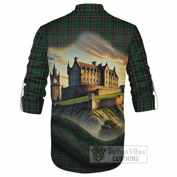 MacAlpine (MacAlpin) Tartan Family Crest Ghillie Kilt Shirt with Scottish Ancient Castle Style - Tartan Vibes Clothing