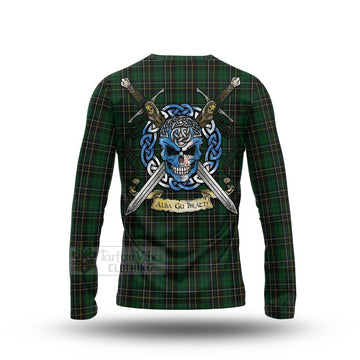 MacAlpine (MacAlpin) Tartan Long Sleeve T-Shirt with Family Crest Celtic Skull Style - Tartan Vibes Clothing