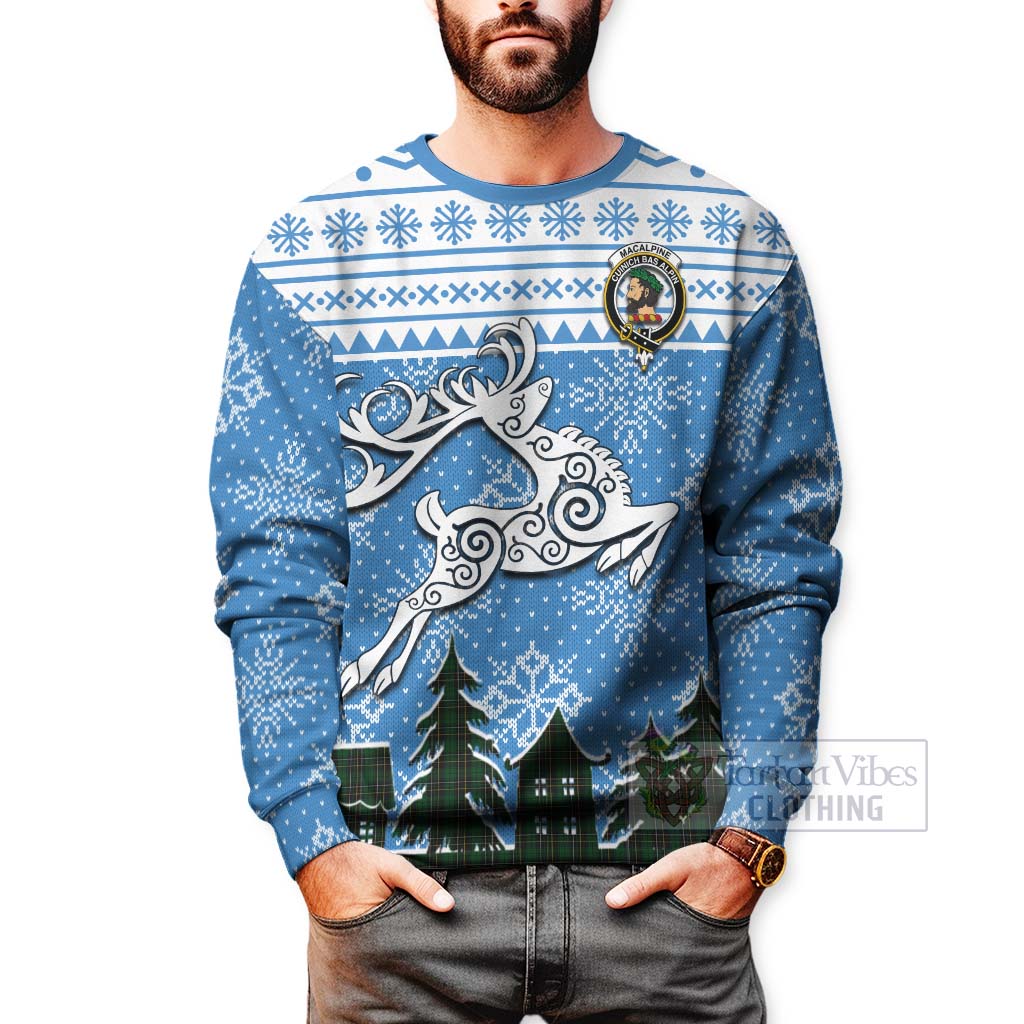 Tartan Vibes Clothing MacAlpine (MacAlpin) Clan Christmas Sweatshirt Celtic Reindeer Style