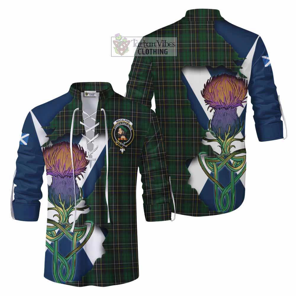 MacAlpine (MacAlpin) Tartan Family Crest Ghillie Kilt Shirt Scottish Thistle Celtic Inspired - Tartan Vibes Clothing