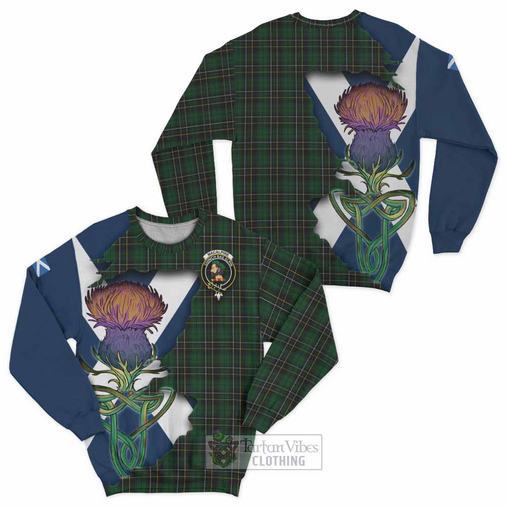 MacAlpine (MacAlpin) Tartan Family Crest Sweatshirt Scottish Thistle Celtic Inspired - Tartan Vibes Clothing