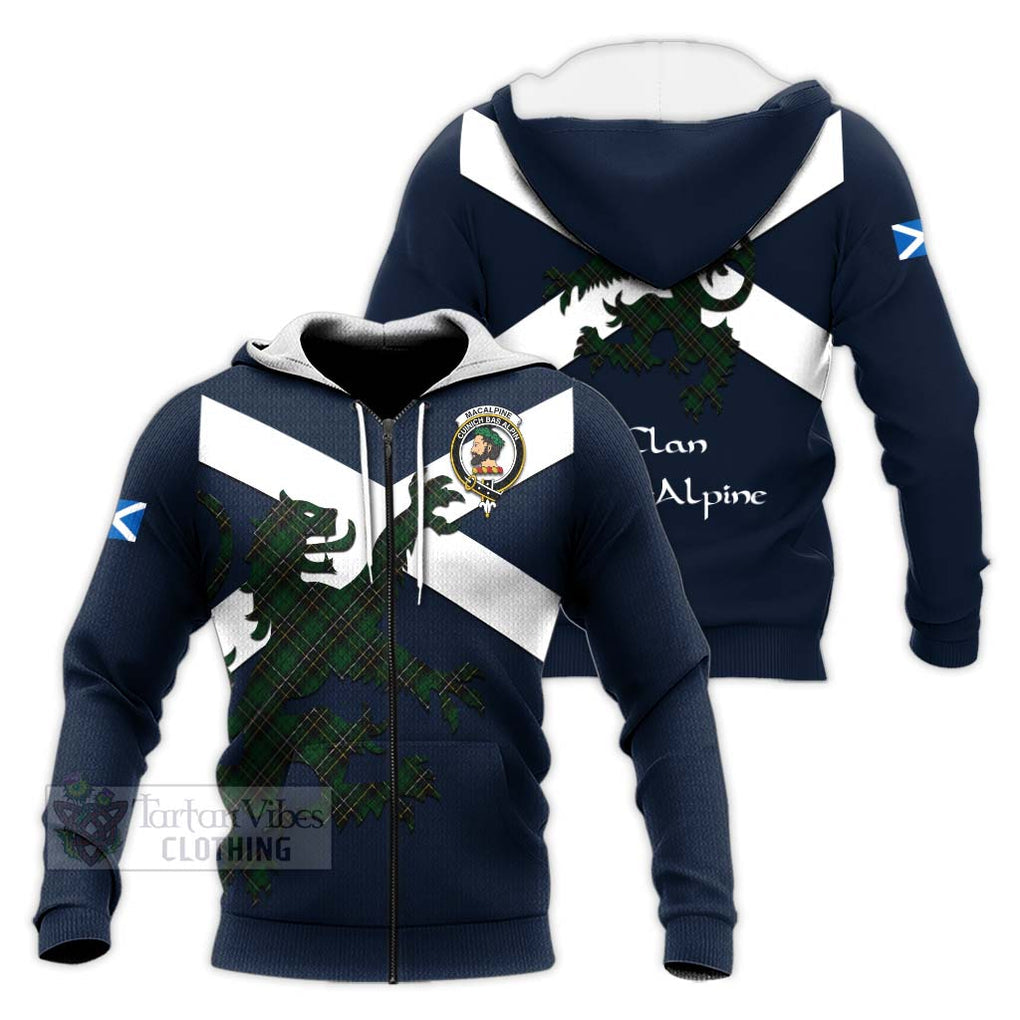 Tartan Vibes Clothing MacAlpine (MacAlpin) Tartan Lion Rampant Knitted Hoodie – Proudly Display Your Heritage with Alba Gu Brath and Clan Name